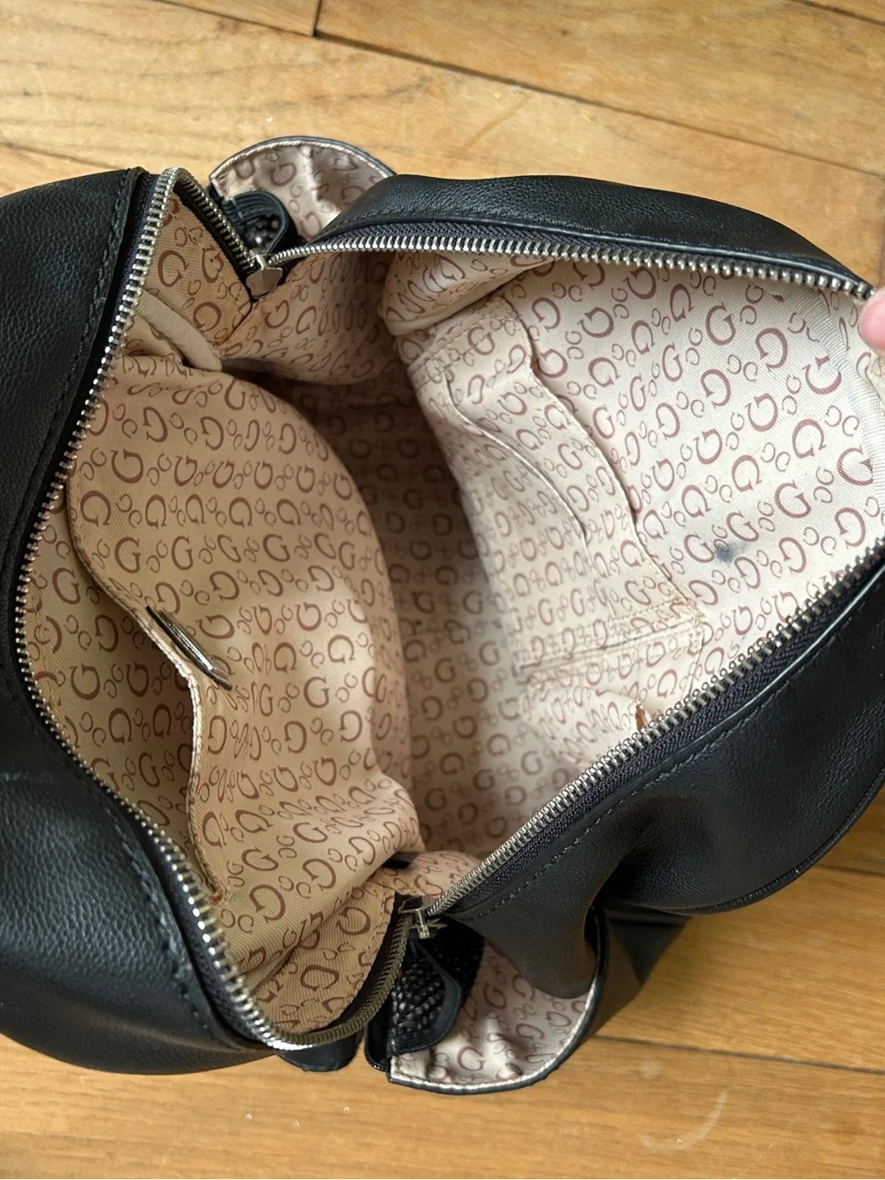 GUESS Black Leather Backpack